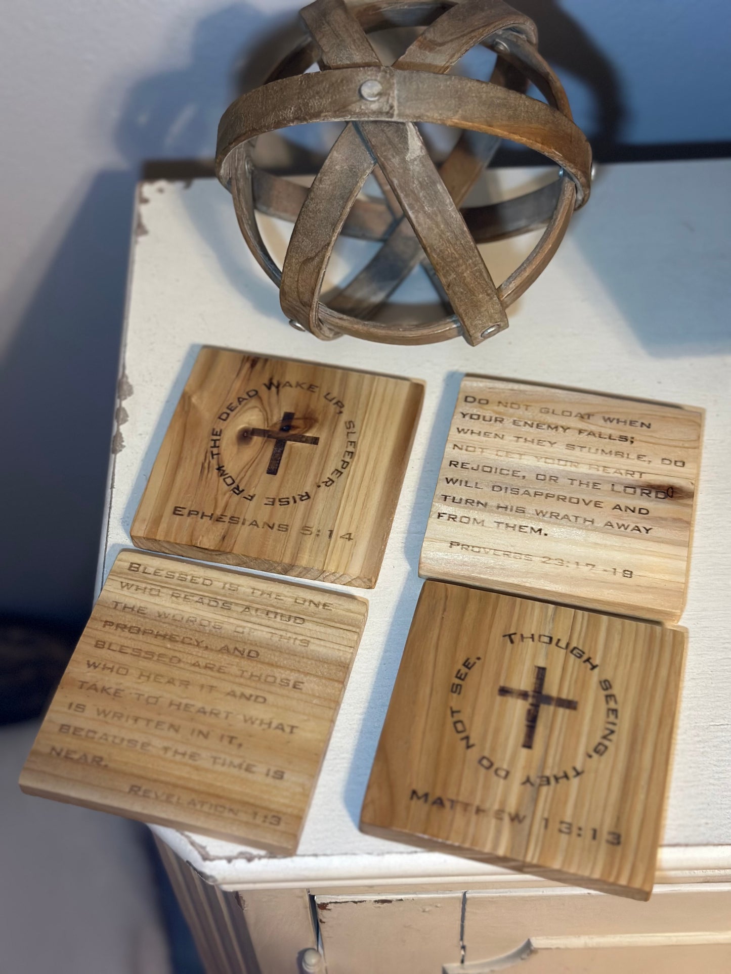 Rushed Antics Scripture Coaster Set (4 coasters / 1 holder)