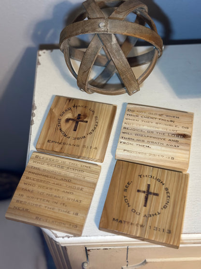 Rushed Antics Scripture Coaster Set (4 coasters / 1 holder)